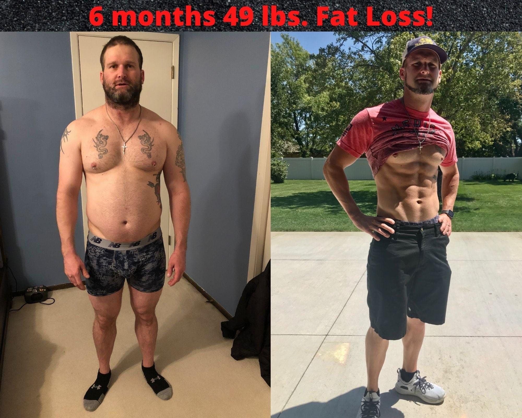 Aaron Raney before and after, 6 months 49 lbs fat loss